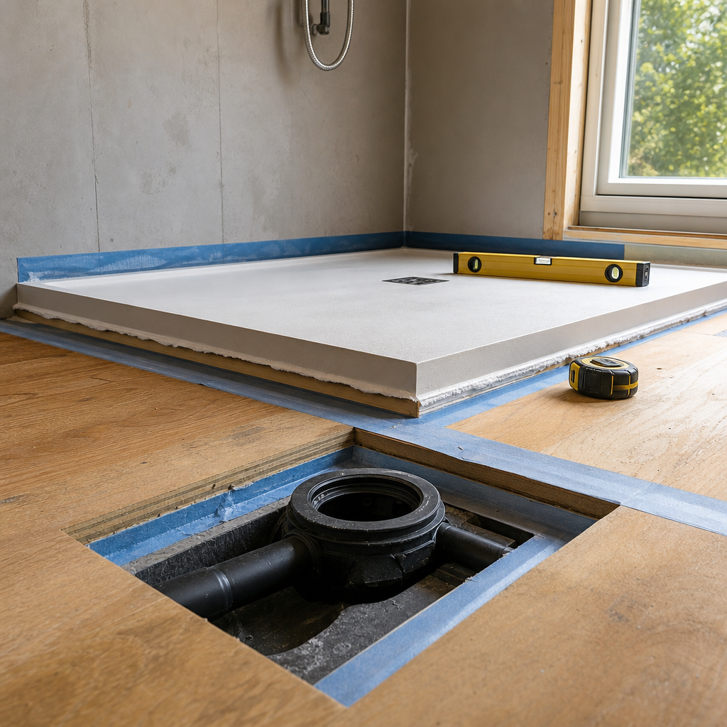 Que stipule le DTU pour la pose d’un receveur de douche sur plancher en bois ?